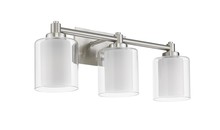 HOMEnhancements 18764 - Sonora 3-Light Vanity - NK  Clear & White Glass